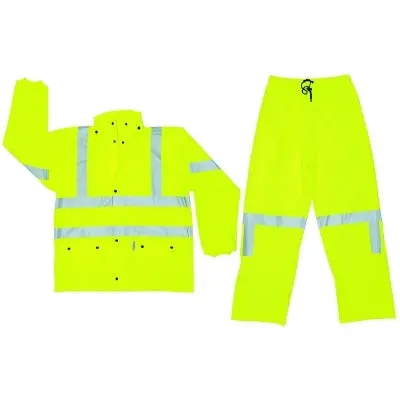 Luminator Class Iii Rain Suit, 0.4 Mm Polyurethane, Fluorescent Lime, Large 1
