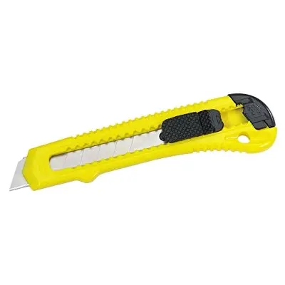 Retractable Pocket Cutter, 6 In L, Snap-Off, Carbon Steel, Yellow 1