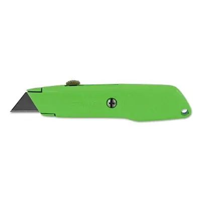 Interlock High Viz Retractable Utility Knife, 5-7/8 In L, Carbon Steel, Green 1