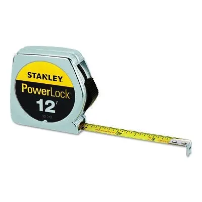 Powerlock Tape Rules 1/2 In Wide Blade, 12 Ft X 1/2 In, Inch, Single Sided, Silver/Yellow 1
