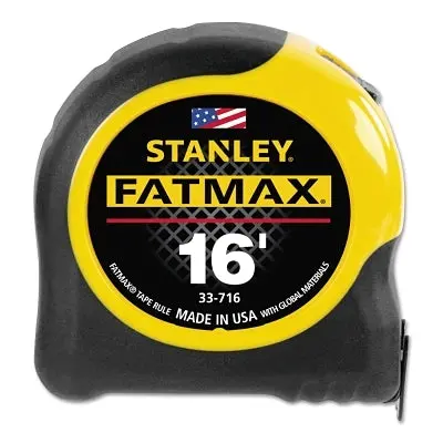 Fatmax Classic Tape Measure, 1-1/4 In W X 16 Ft L, Sae, Black/Yellow Case 1