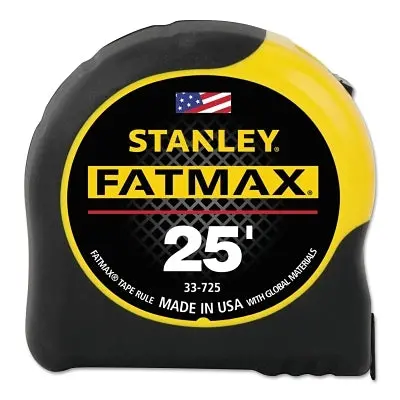 Fatmax Classic Tape Measure, 1-1/4 In W X 25 Ft L, Sae, Black/Yellow Case 1