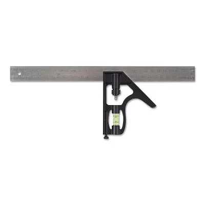 Combination Square, 12 In, Inch/Metric, Die Cast Metal 1