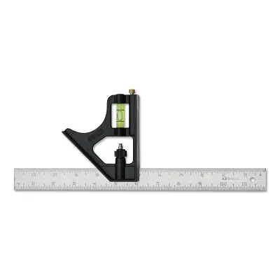 Combination Square, 12 In, Die Cast Metal, Black 1