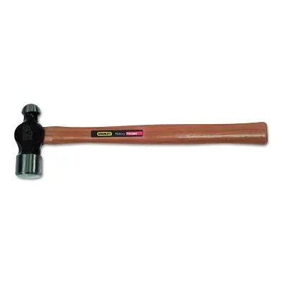 Ball Pein Hammer, Straight Hickory Handle, 16 In Overall Length, High Carbon Steel, 32 Oz Head 1