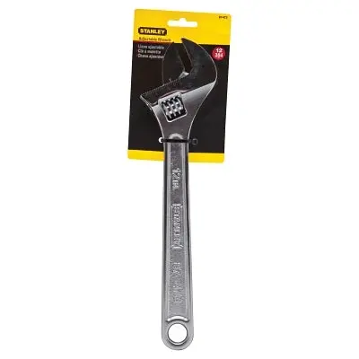 Adjustable Wrench, 12 In Long, 1-3/8 In Opening, Chrome 1