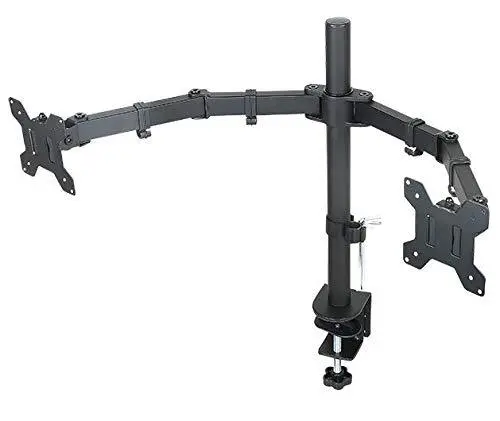 Dual Monitor Mount, Two Heavy Duty Full Motion Adjustable Arms Fit 2 Computer Screens 17 19 20 21 22 24 27 Inch, Vesa 75 Or 100Mm, C-Clamp Base, Black 1