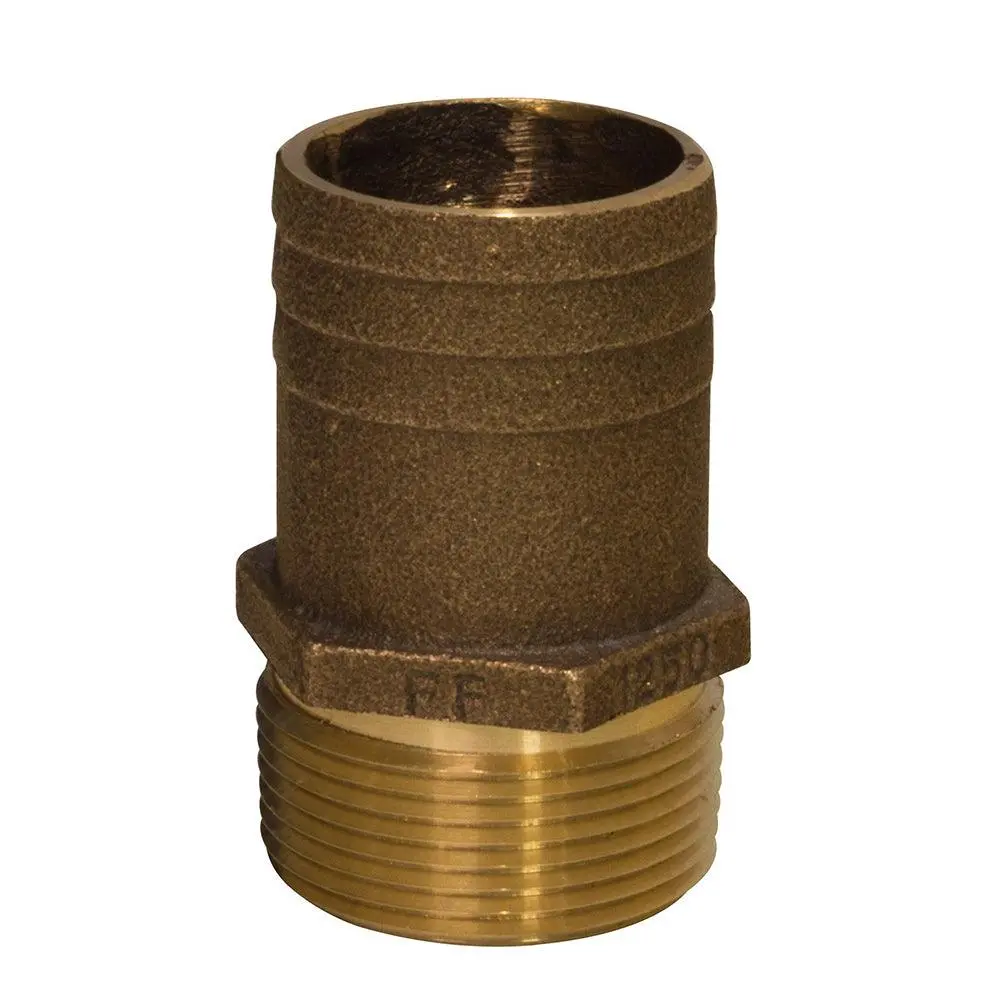 Groco 1-1/4" Npt X 1-1/2" Bronze Full Flow Pipe To Hose Straight Fitting [Ff-1250] 1