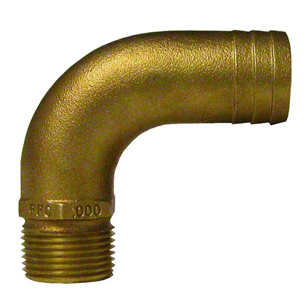 Groco 1/2" Npt X 3/4" Id Bronze Full Flow 90 Elbow Pipe To Hose Fitting [Ffc-500] 1