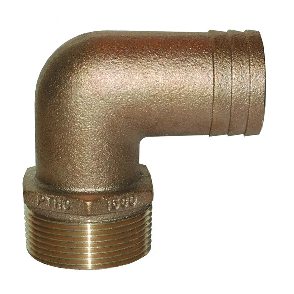 Groco 1" Npt X 1" Id Bronze 90 Degree Pipe To Hose Fitting Standard Flow Elbow [Pthc-1000] 1