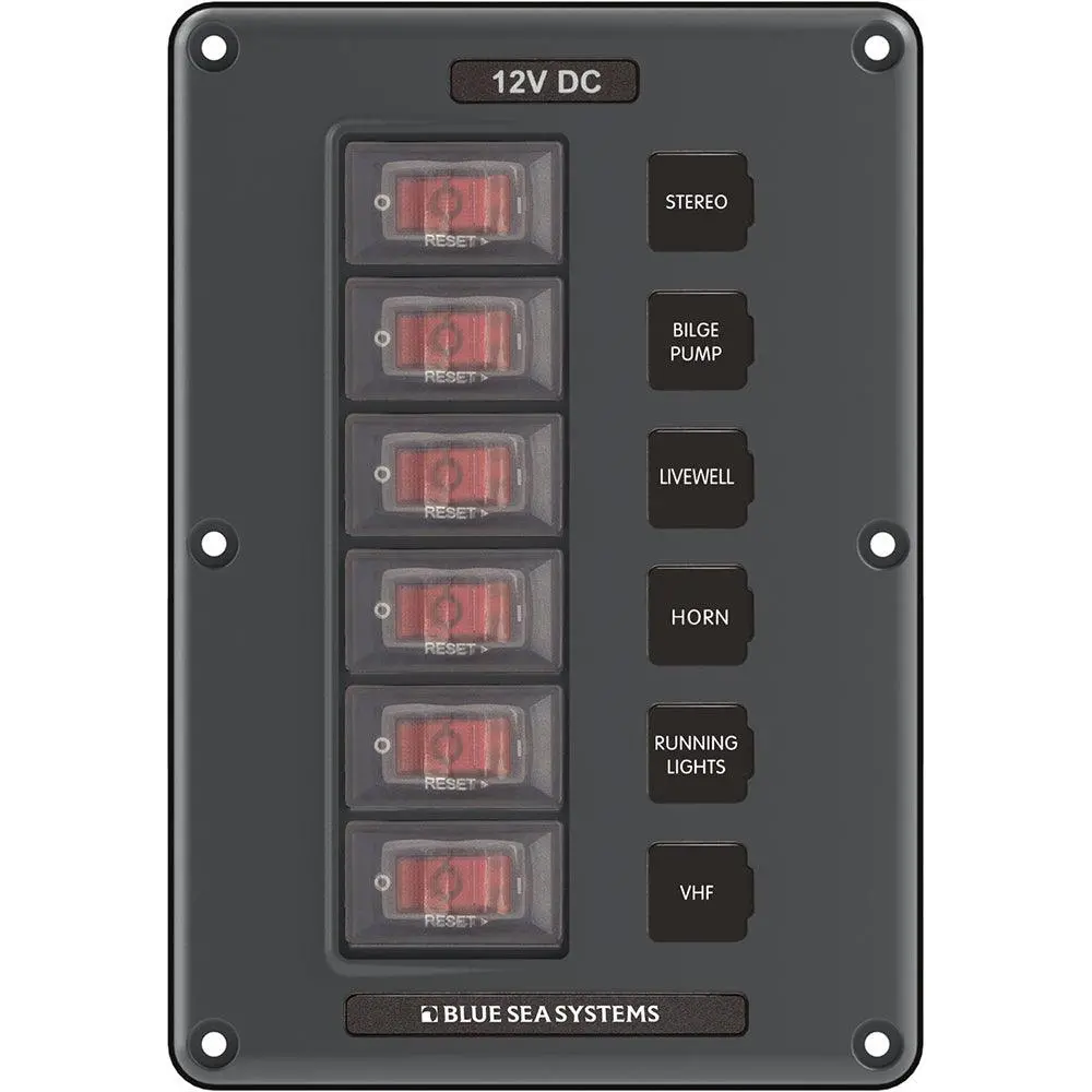 Blue Sea 4322 Circuit Breaker Switch Panel 6 Position - Gray [4322] 1