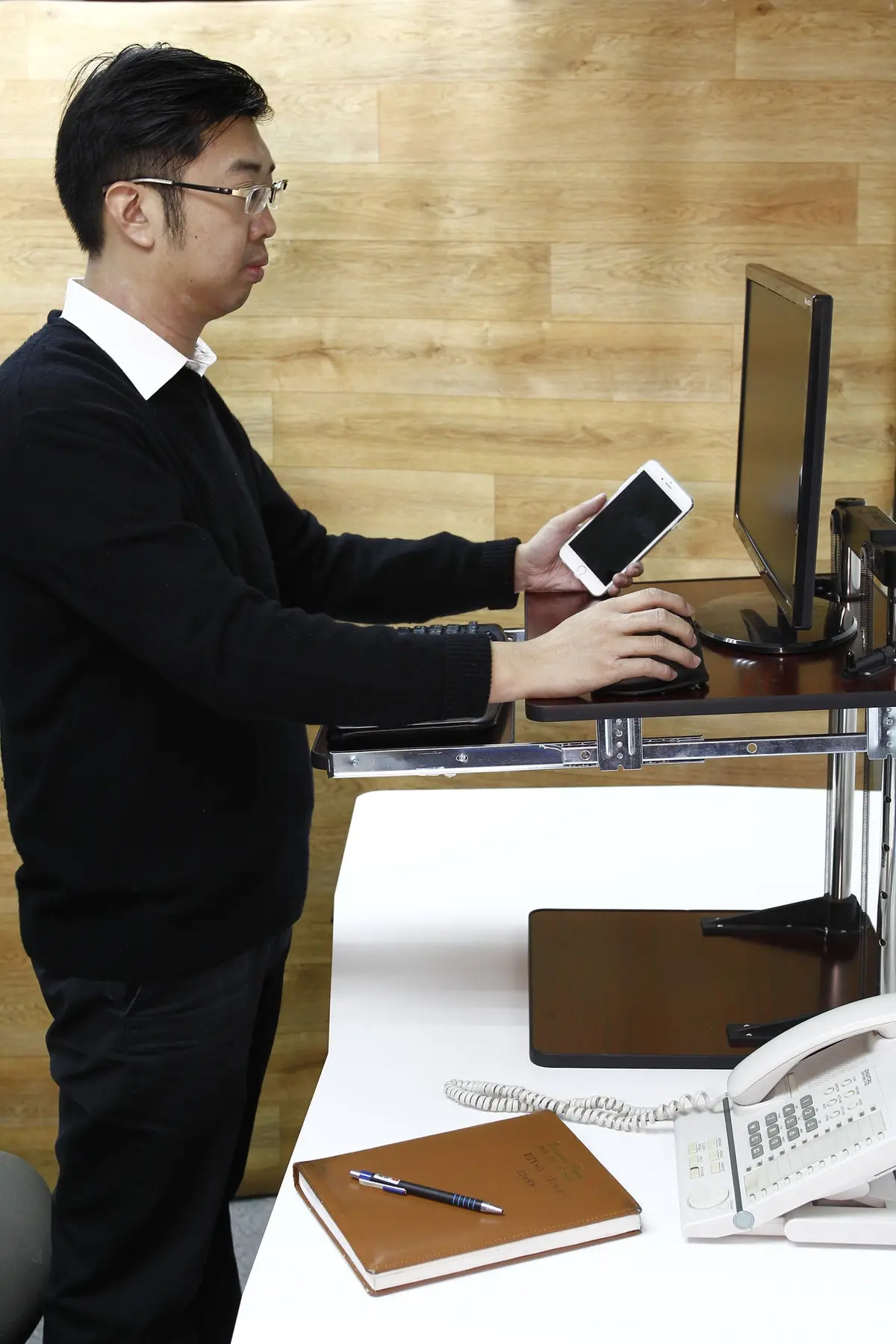 Standing Desk Wooden Converter With Drawer (Economical) 1