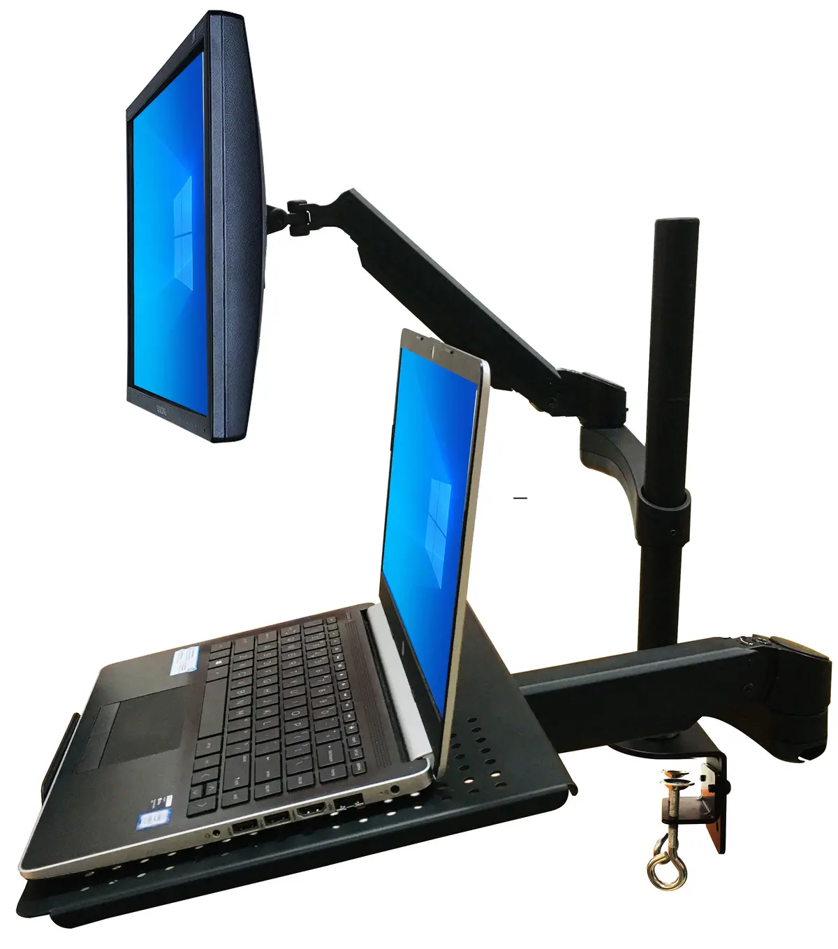 Rife Dual Arm Monitor & Laptop Mount - Heitgh And Angle Adjustment, 18" Pole (Na-G Dc) 1