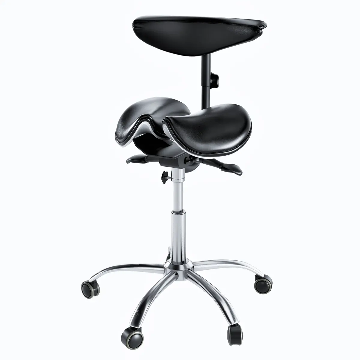 Ergonomic Saddle Stool With Back Support, Saddle Seat And Angle Adjustment, Black (R801) 1