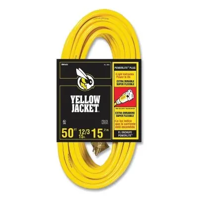 Yellow Jacket Power Cord, 50 Ft, 1 Outlet, Yellow 1