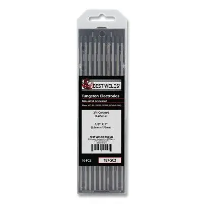 2% Ceriated Ground Tungsten Electrode, 1/8 In X 7 In, 10 Pk 1