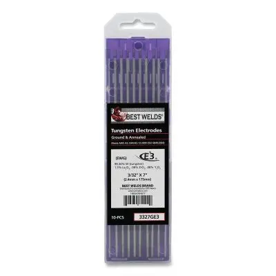E3 Tungsten Electrode, 3/32 In Dia X 7 In L, 10 Pk 1