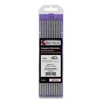 E3 Tungsten Electrode, 5/32 In Dia X 7 In L, 10 Pk 1