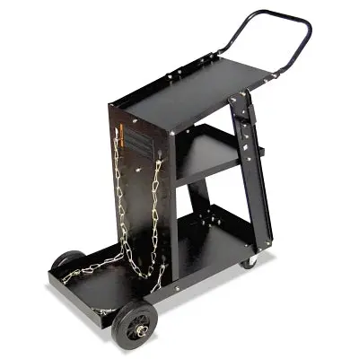 Mig Welding Cart, 12-1/4 In X 33 In, 3 Shelves, 125 Lb Cap, Black 1