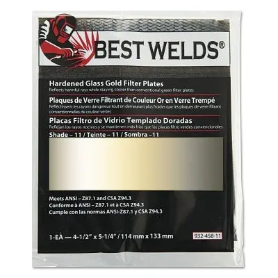 Hardened Glass Gold Filter Plate, Gold/11, 4.5 In X 5.25 In, Sh11, Glass 1