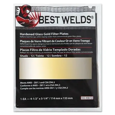 Hardened Glass Gold Filter Plate, Gold/12, 4.5 In X 5.25 In, Sh12, Glass 1