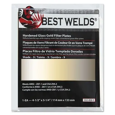 Hardened Glass Gold Filter Plate, Gold/9, 4.5 In X 5.25 In, Sh9, Glass 1