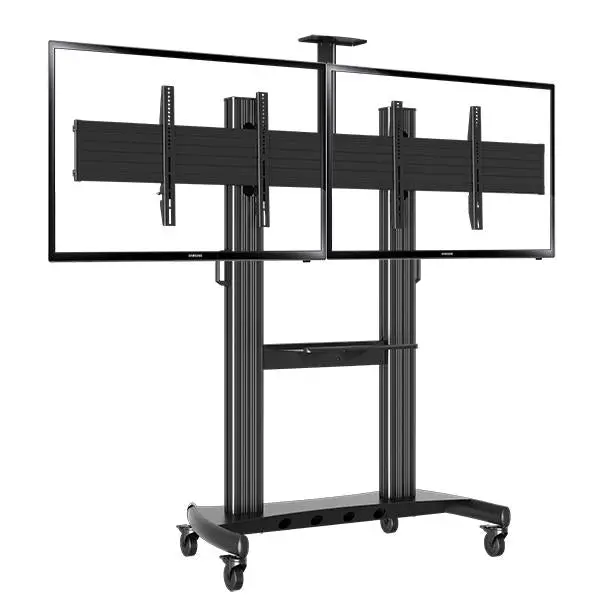 Dual Screen Tv Mobile Cart, Support 40"-70" Led Lcd Plasma Tv's Mount, Height Adjustable (Black) 1