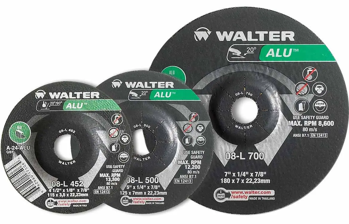 Walter 08L705 7" X 1/4" Type-27 Alu Metal Spin-On Grinding Wheel 1