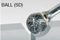 Walter 01V626 Tungsten Carbide Ball Burr, 1/4" Shank Dia. X 6" Shank Length, 1/2" Dia. X 7/16" Length, Sd-6 (1 Burr) 1