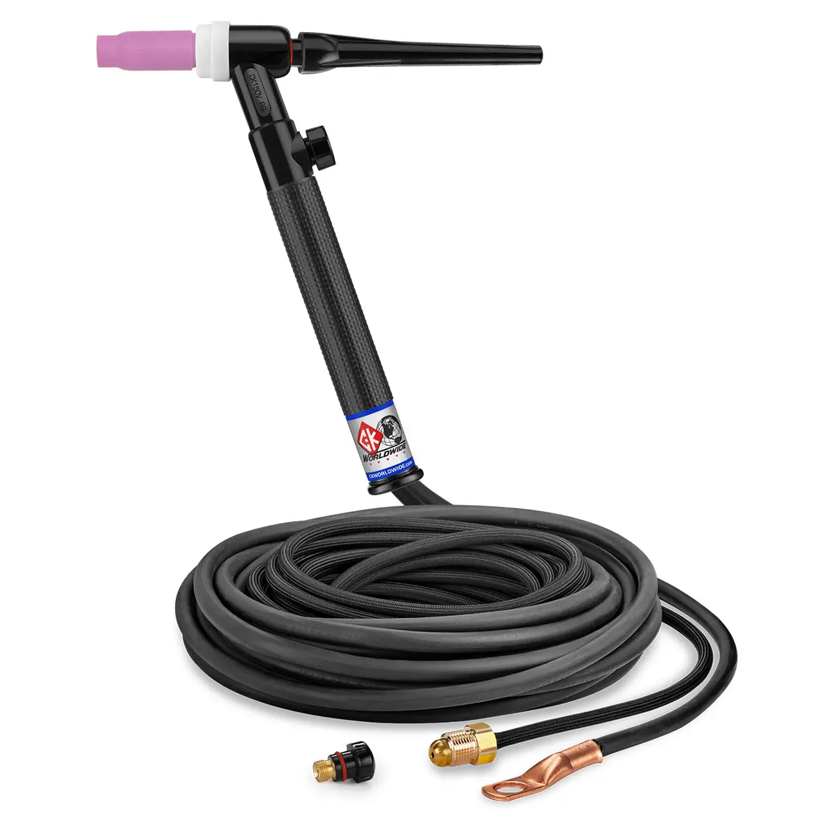 Ck1525vnsf Rg – 150 Amp Gas-Cooled Tig Torch, Rigid Head, Valve, 25' Superflex Cables 1