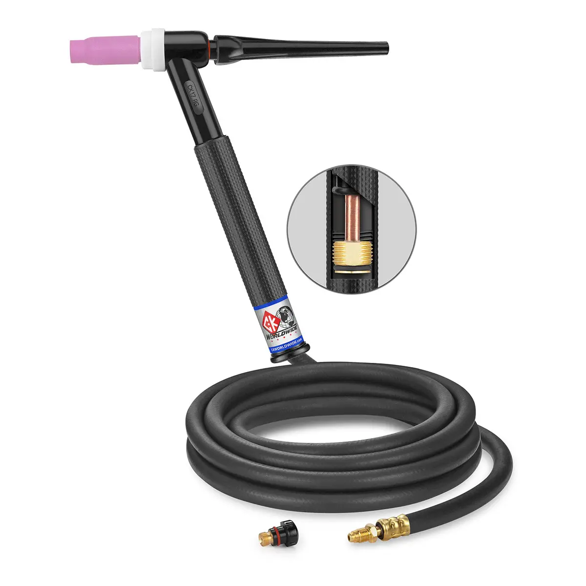 Ck Worldwide Ck17-12-R Rg-T 150 Amp Rigid Tig Torch, Gas-Cooled, Thread-On, 12.5 1