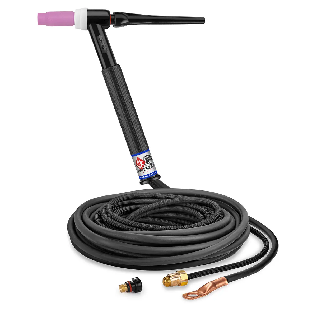 Ck17-25-2Sf Rg - Ck Worldwide 150 Amp Rigid Head Tig Torch, Gas-Cooled, 25' 2-Piece Superflex Cable 1