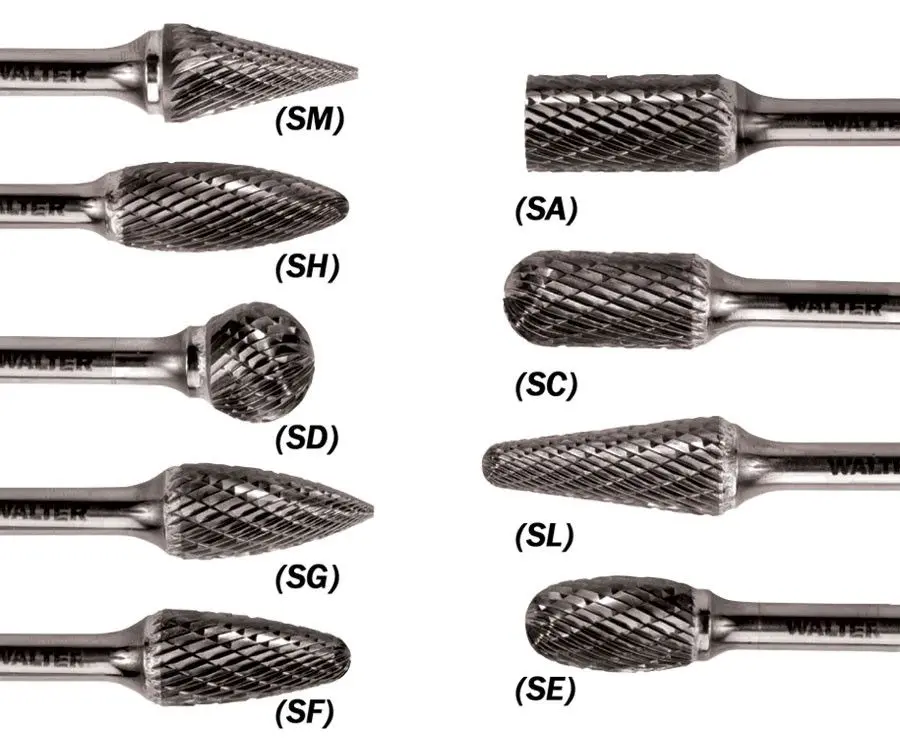 Walter 01V008 Tungsten Carbide Cylindrical Round Nose Burr, 1/4" Shank Dia., 1/2" Dia. X 1" Length, Sc-5: Aluminum (1 Burr) 1