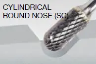 Walter 01V005 Tungsten Carbide Cylindrical Round Nose Burr, 1/4" Shank Dia., 1/4" Dia. X 5/8" Length, Sc-1 (1 Burr) 1