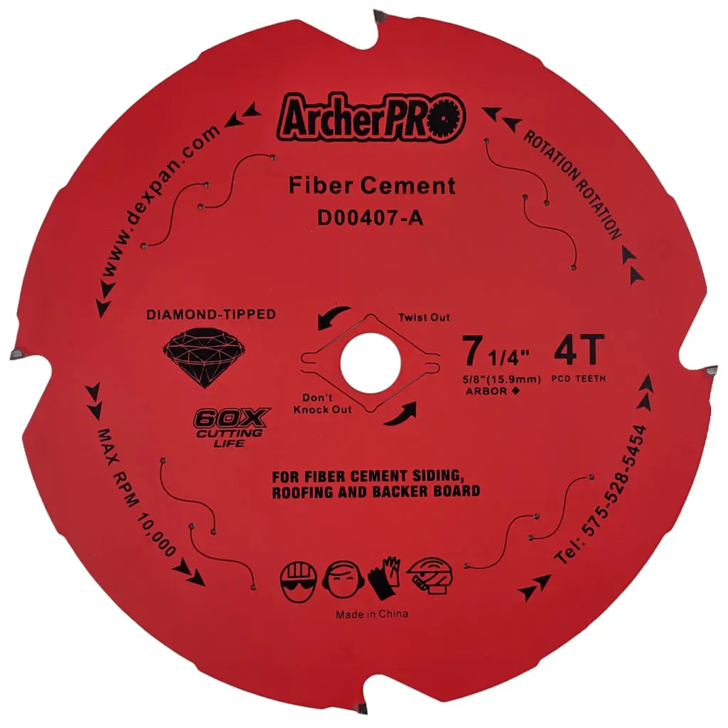 Fiber Cement Siding Saw Blade 7-1/4" X 5/8" X 4 Teeth 1