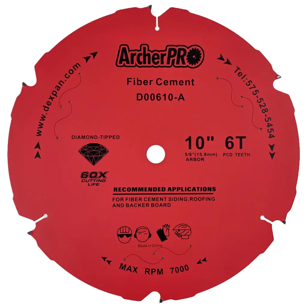 Fiber Cement Siding Saw Blade 10" X 5/8" X 6 Teeth 1