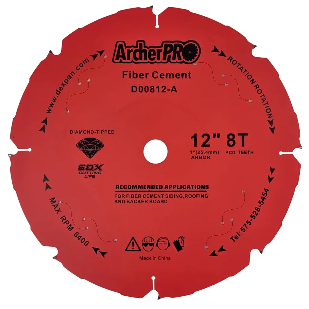 Fiber Cement Siding Saw Blade 12" X 1" X 8 Teeth 1