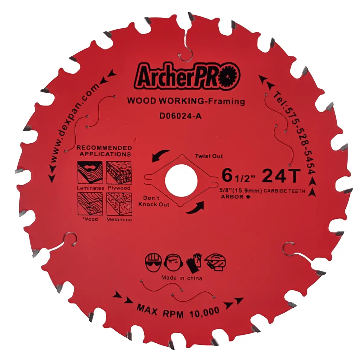 Circular Saw Blade For Framing, Wood Cutting 6-1/2" X 5/8" X 24 Teeth 1