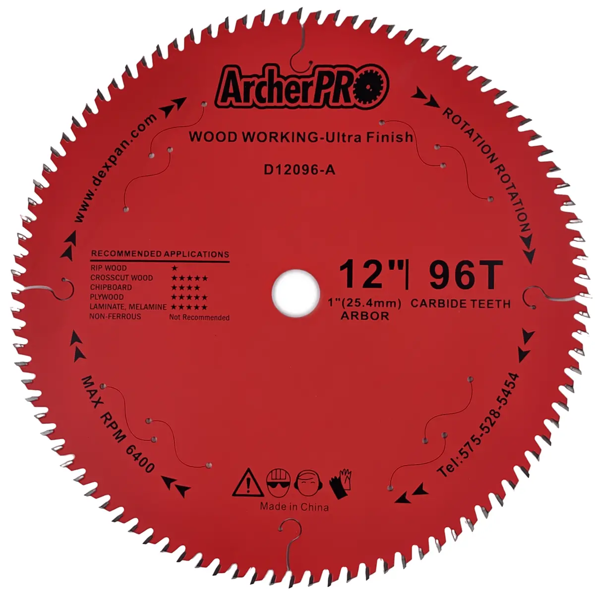 Circular Saw Blade For Fine Finish, Wood Cutting 12" X 1" X 96 Teeth 1