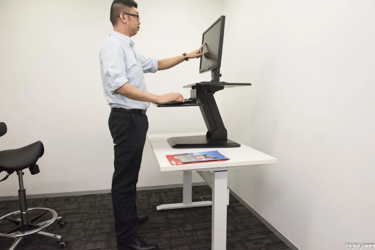 Black Height Adjustable Standing Desk Gas Spring Monitor Riser, Tabletop Sit To Stand Workstation Converter (Model Rdf) 1