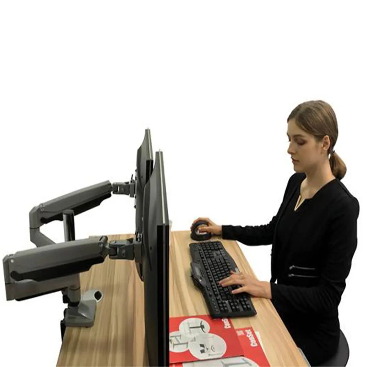 Dual Monitor Height Adjustable Gas Spring Desk Mount Stand Fits 10"-29" Lcd Led Monitors ! Aluminium Material Heavy Duty (Model :2Ms-Glp) 1