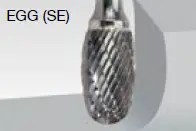Walter 01V028 Tungsten Carbide Egg Burr, 1/4" Shank Dia., 1/2" Dia. X 7/8" Length, Se-5 (1 Burr) 1