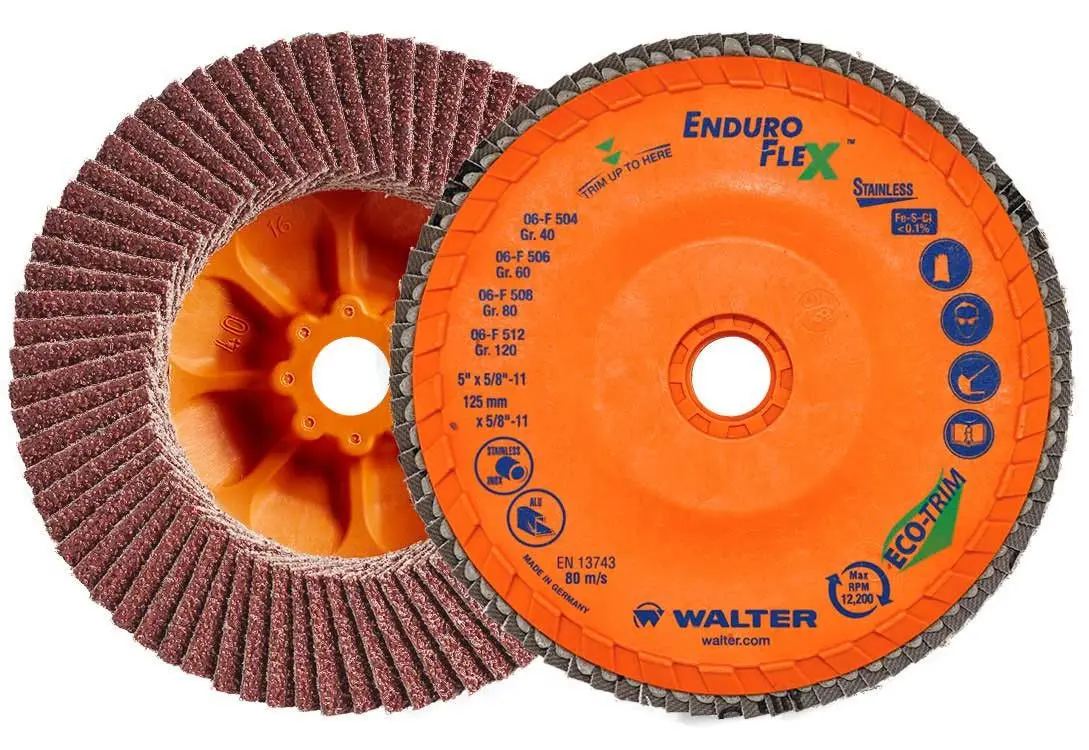Walter 06F456 4.5" 60 Grit Spin-On Enduro-Flex Stainless Flap Disc 1