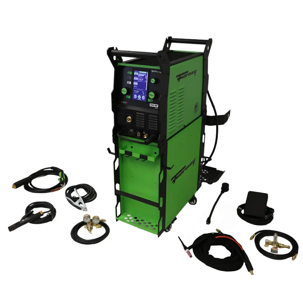 Forney® Pro 250 Multi-Process Welder With Tig Accessory Package And Dual Cylinder Cabinet Cart 1
