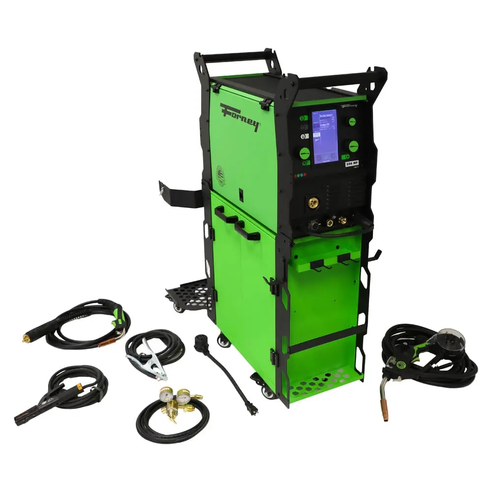Forney® Pro 250 Multi-Process Welder Hornet Spool Gun Accessory Package And Dual Cylinder Cabinet Cart 1