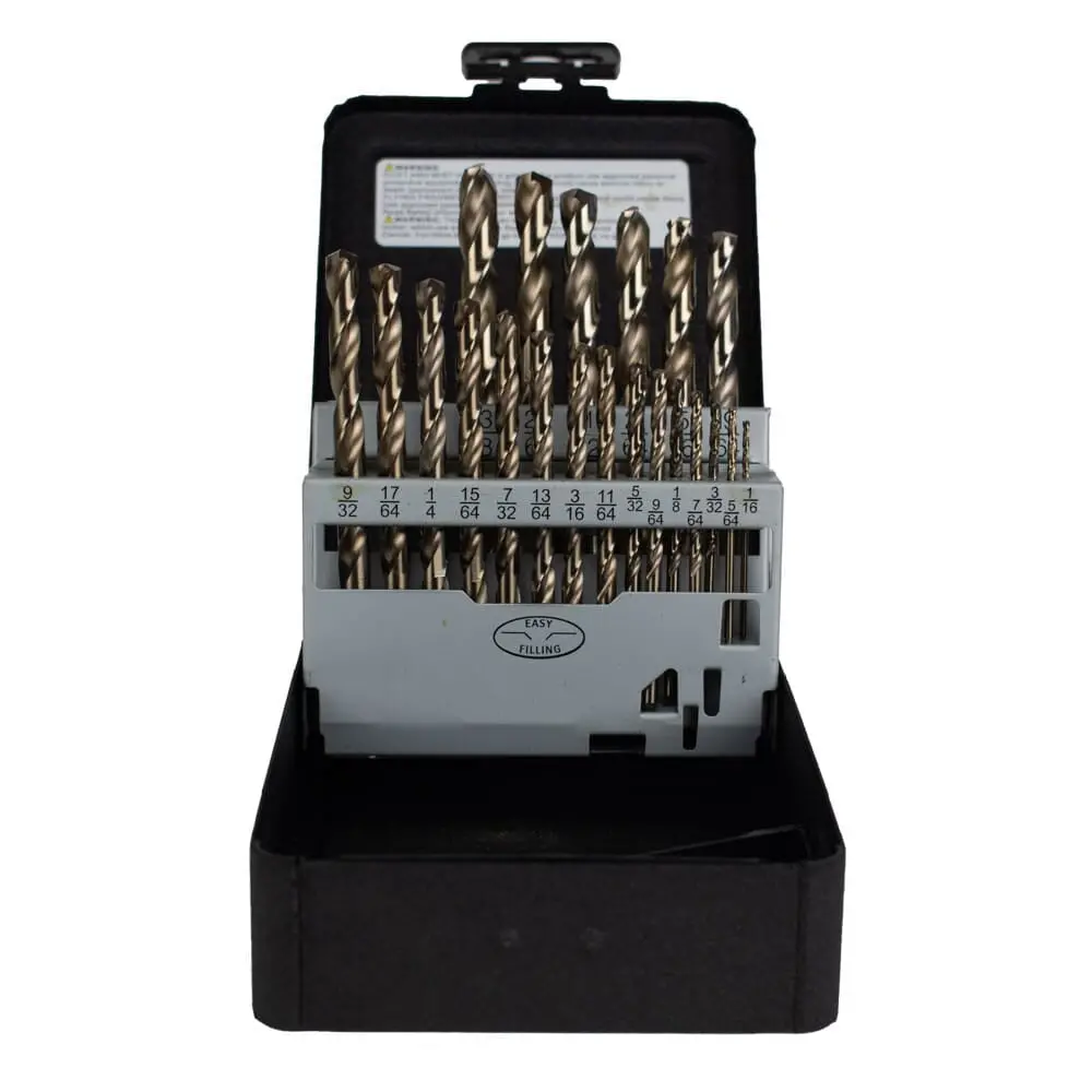 21-Piece 8 Percent Cobalt Drill Bit Set, 135 Degree Split Point (1/16 In - 3/8 In X 64Ths) 1