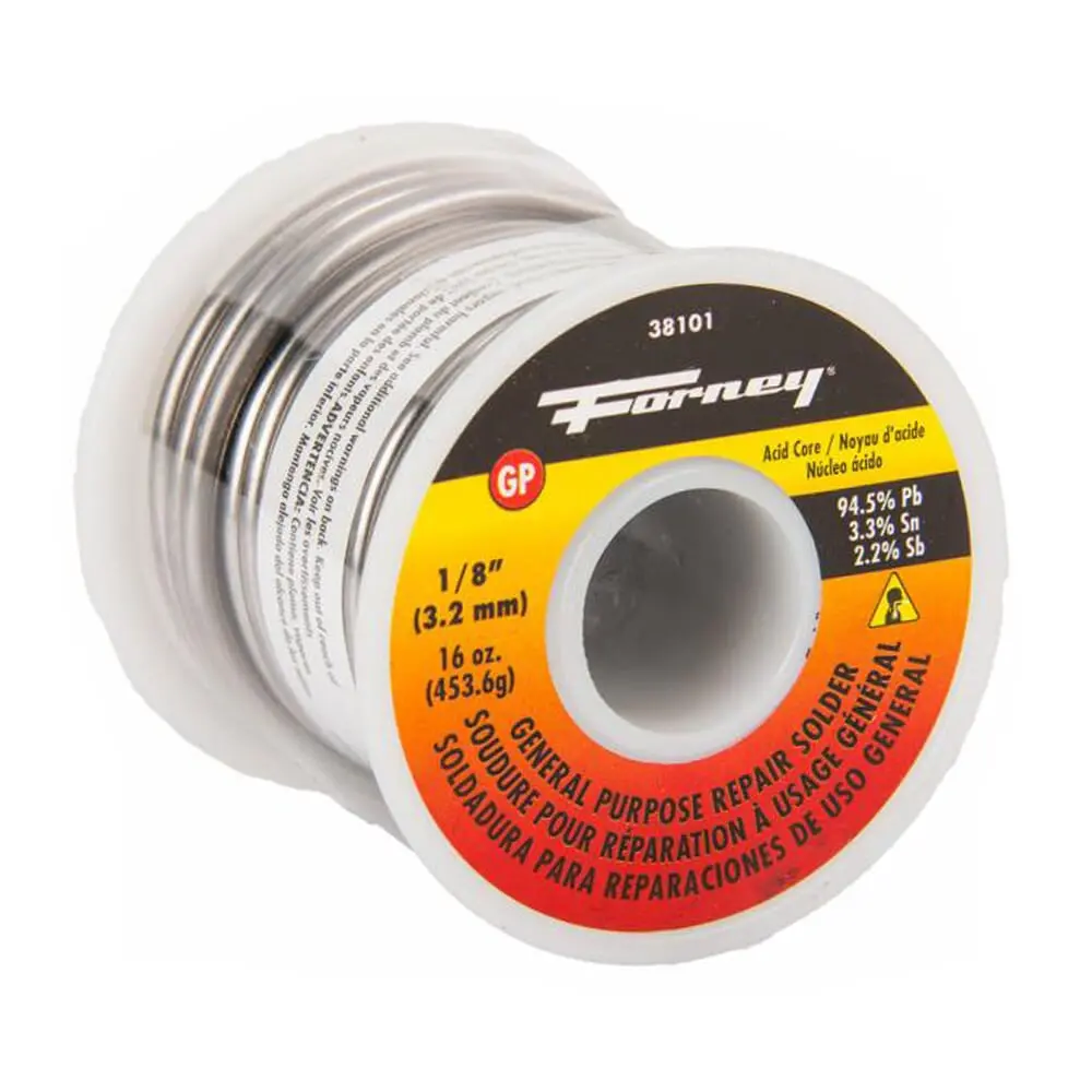 Solder, General Purpose Repair, Acid Core, 1/8 In, 16 Ounce 1