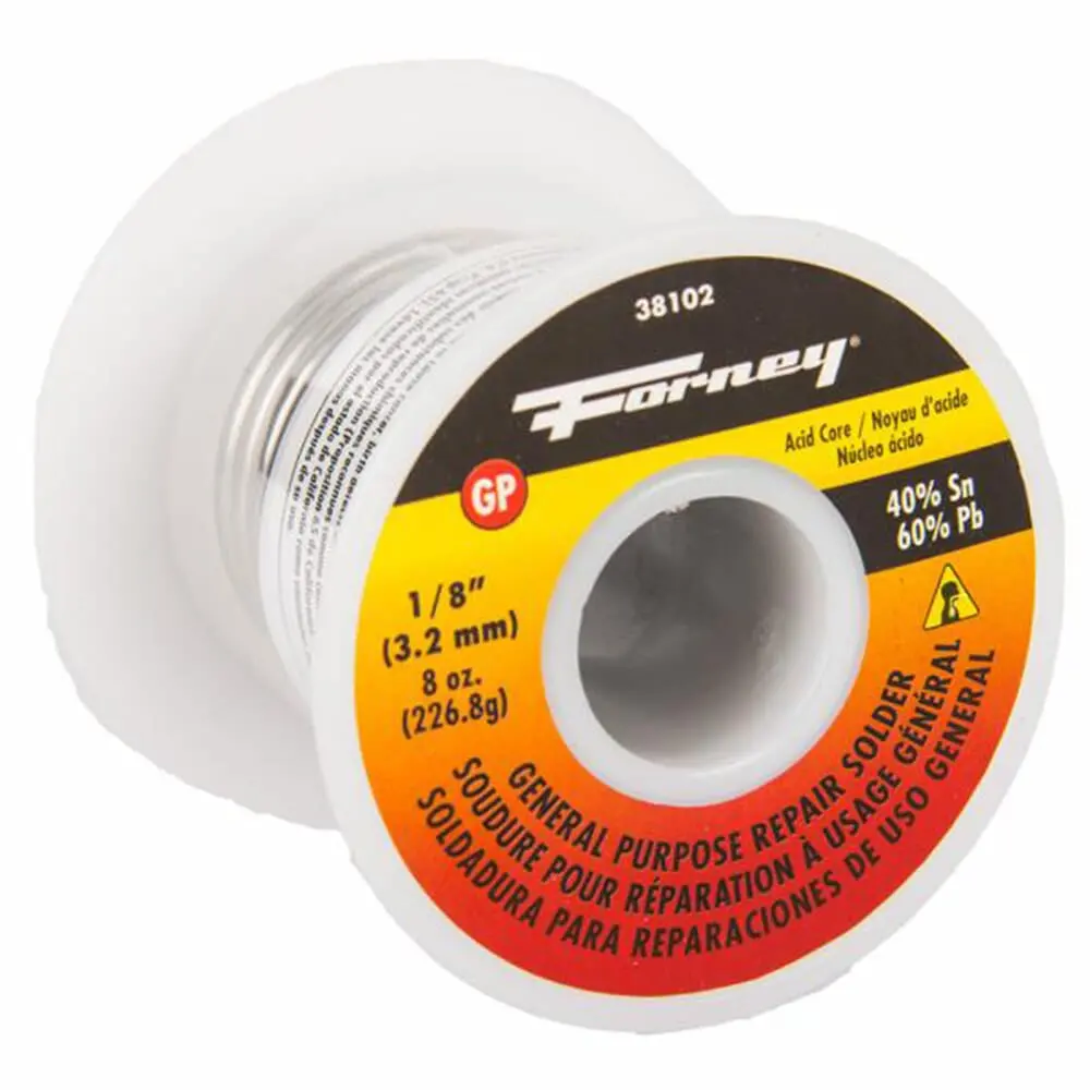 Solder, General Purpose Repair, Acid Core, 1/8 In, 8 Ounce 1