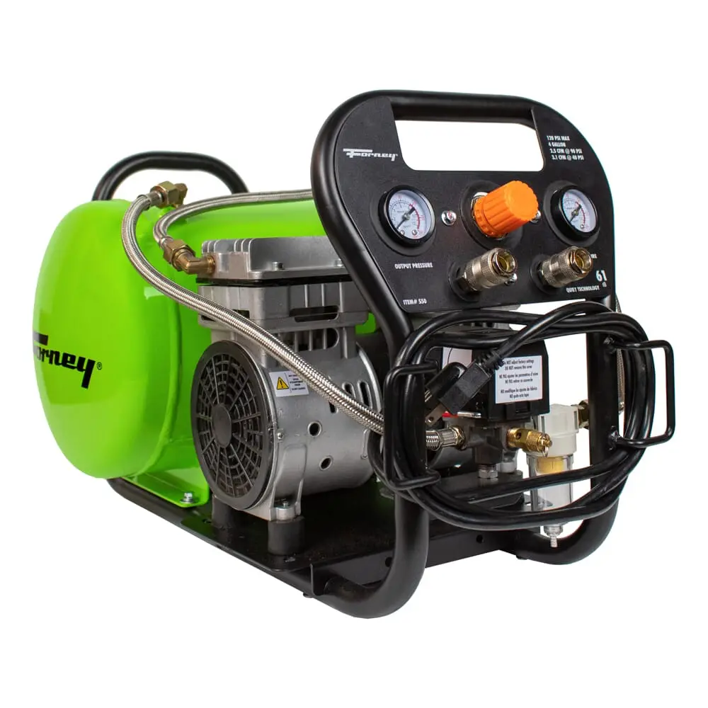 Fornair® 1.0 Hp, 4 Gal, Oil-Free Air Compressor, 120 Psi, 2.5 Cfm @ 90 Psi 1
