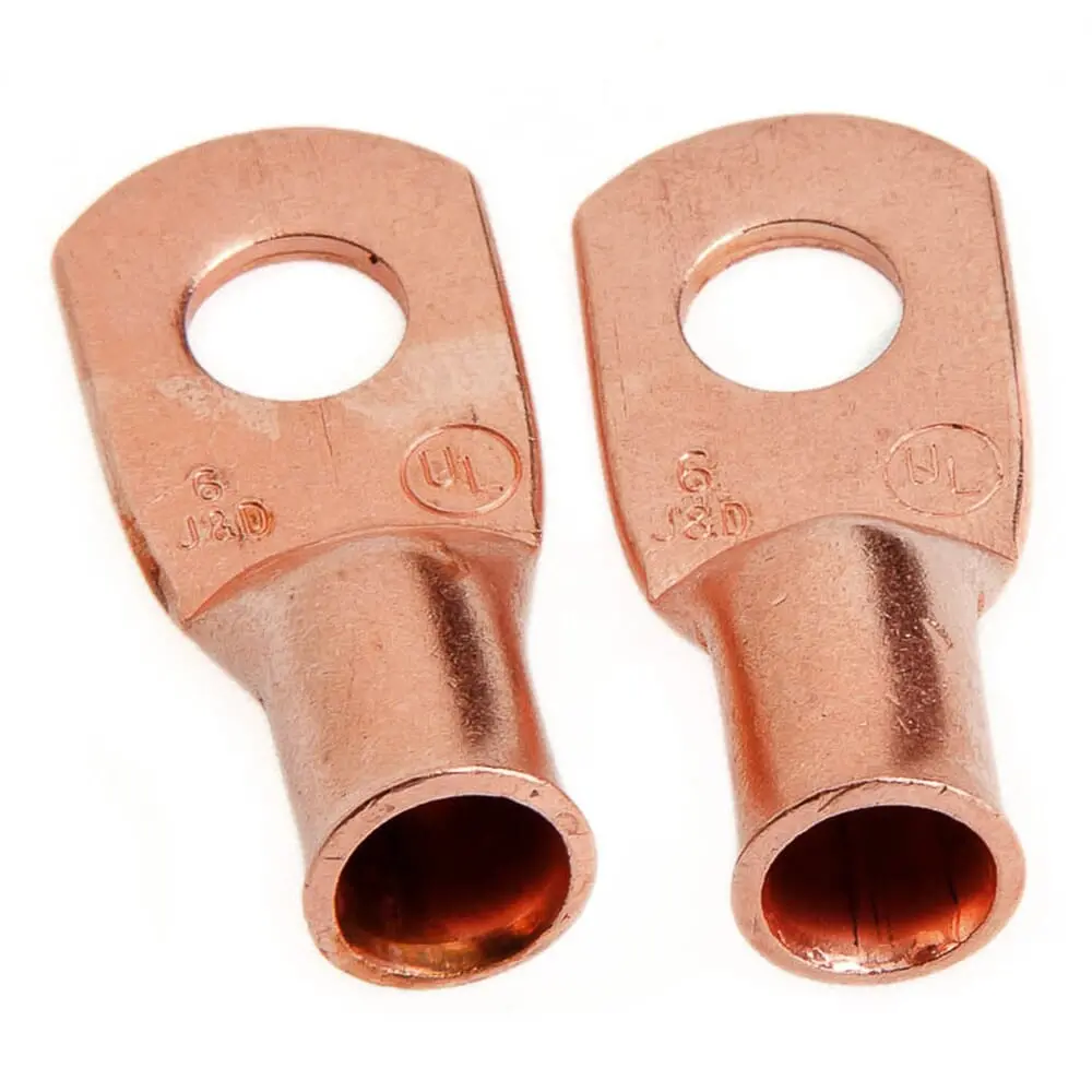 Lug For Number 6 Cable, 1/4 In Stud, Premium Copper 1